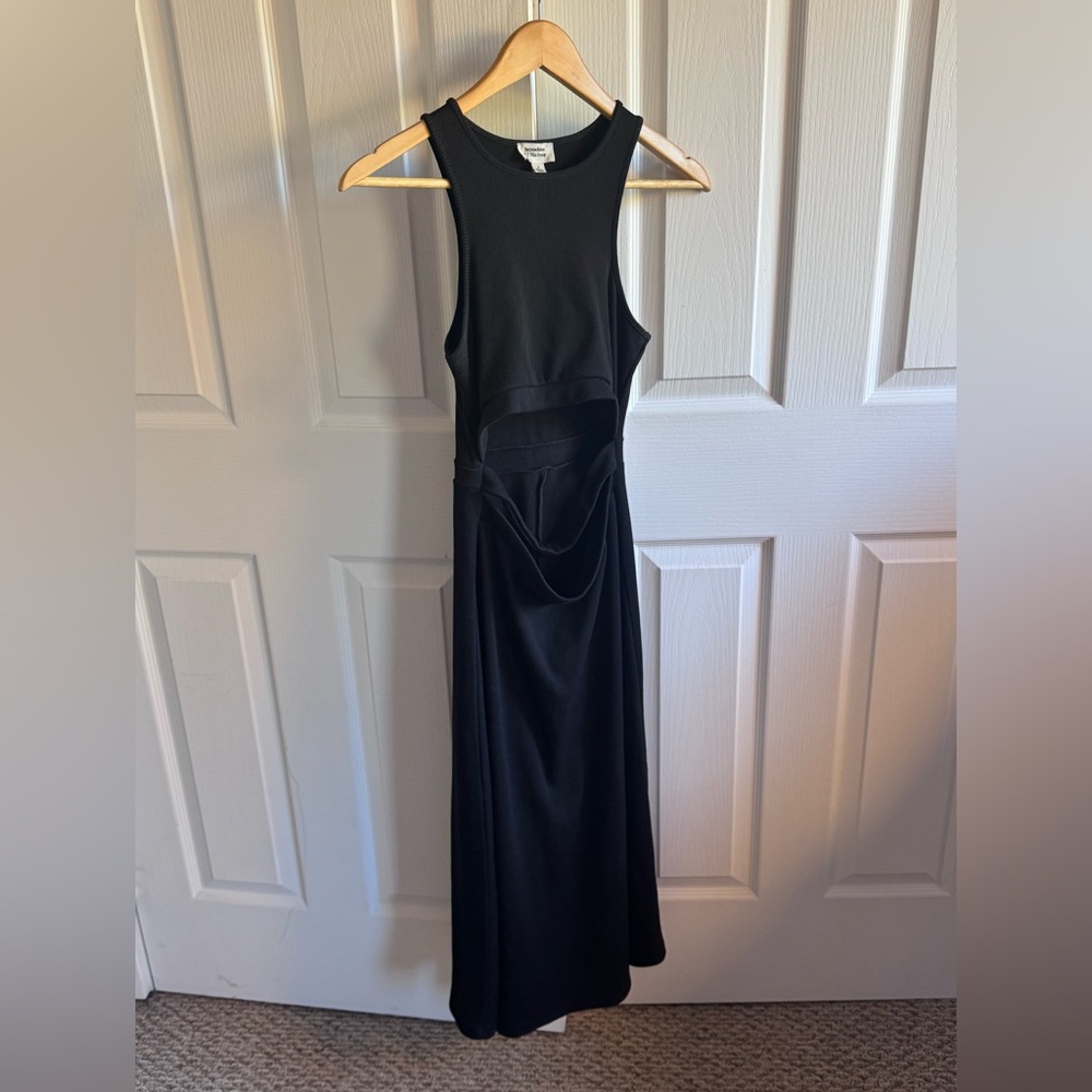 The Drop Lucy’s Whims Black Ribbed Mid-cut Midi Black Dress Size S